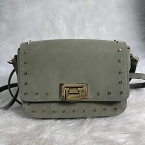 White House Black Market Green Studded Leather Crossbody Bag